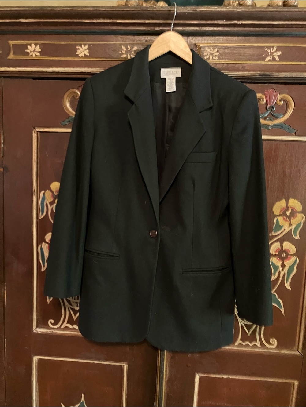 Lands' End Wool Cashmere Black Single-Button Blazer